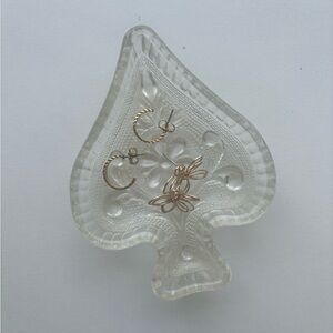Small Glass Spade-Shaped Trinket Dish